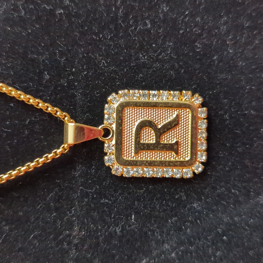 NWOT (258) Gold toned Necklace with Initial "R"  Pendant - costume jewelry